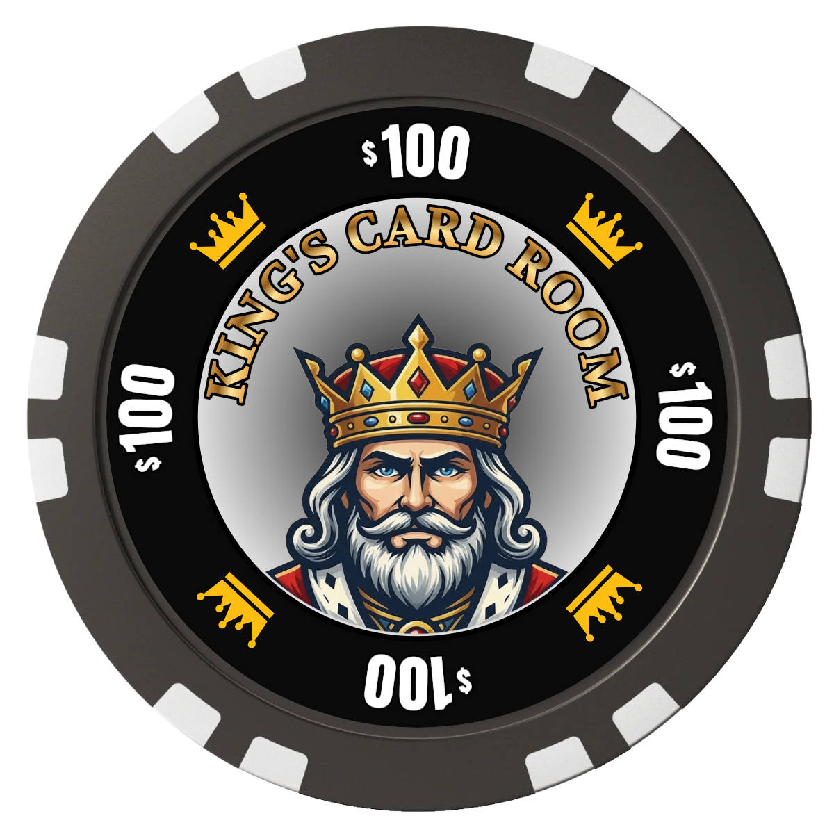 Kings Composite Poker Chips - Black / Double Stripe - Front