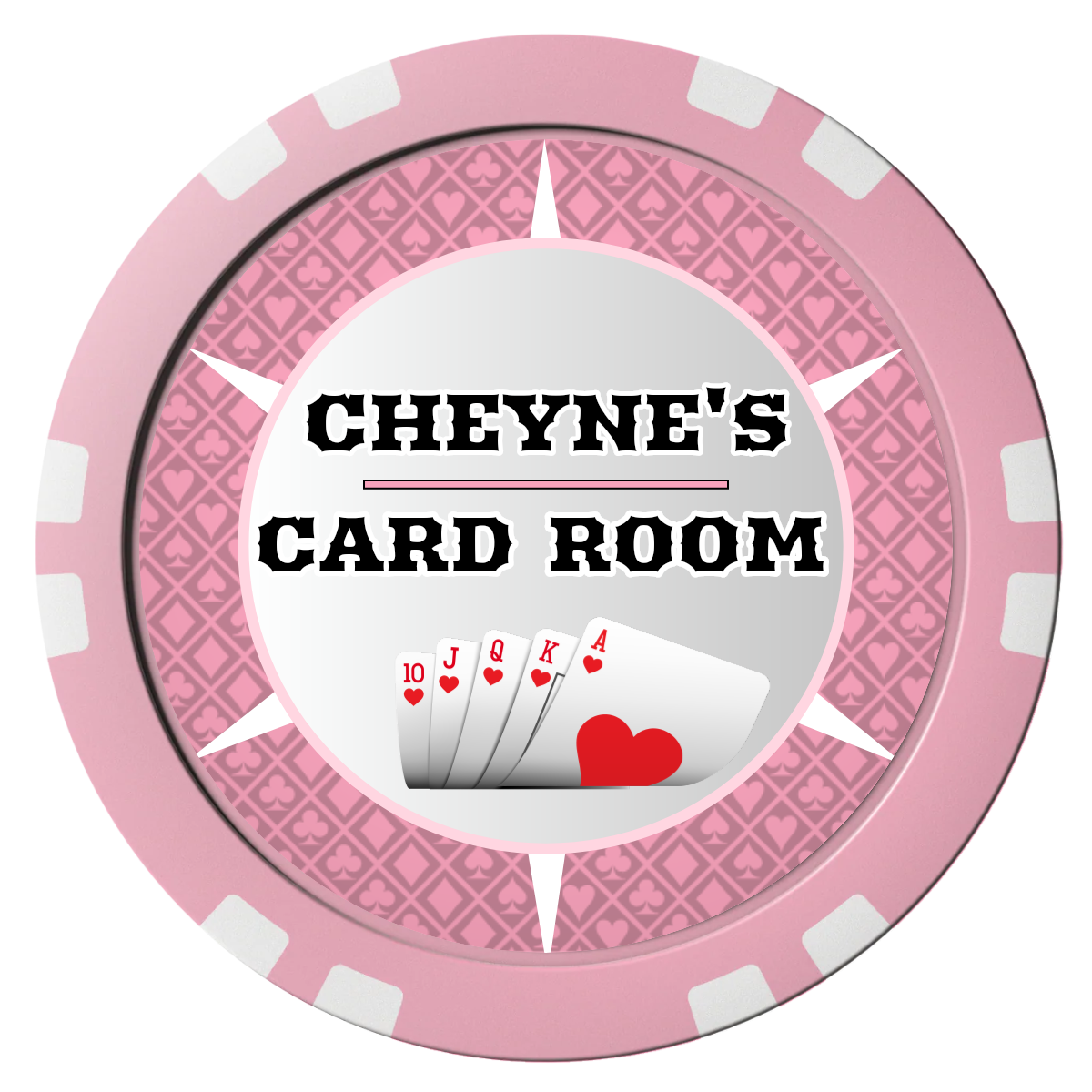 Cheyne's Card Room Composite Poker Chips - Pink / Double Stripe - Front