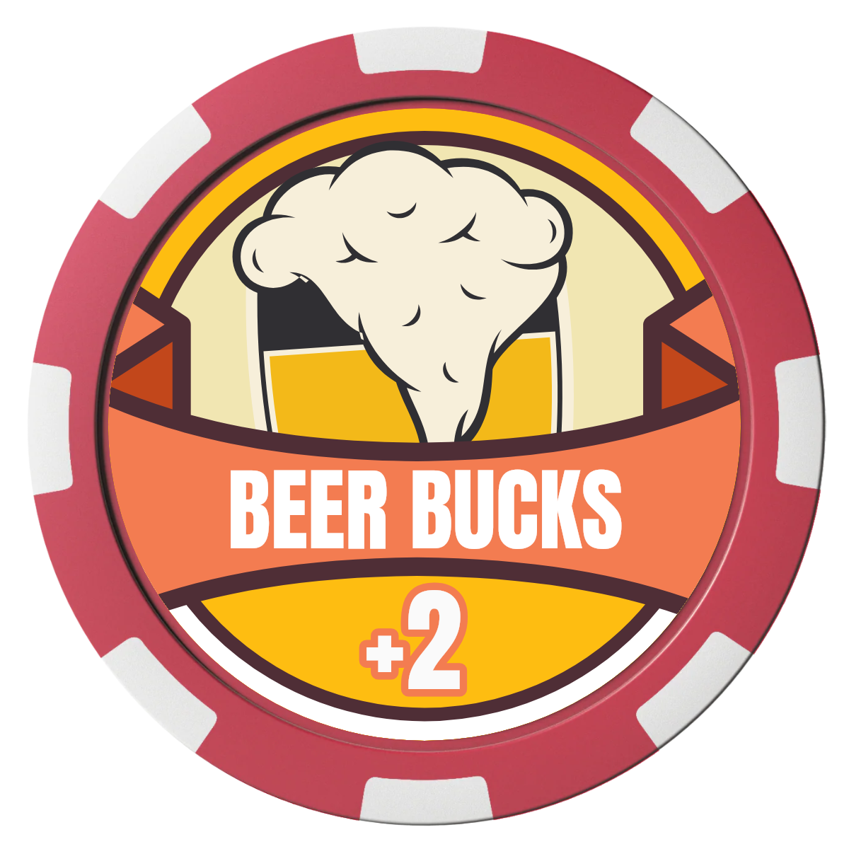 Banner Brew Magnetic Composite Poker Chips - Red / 8 Spot - Front