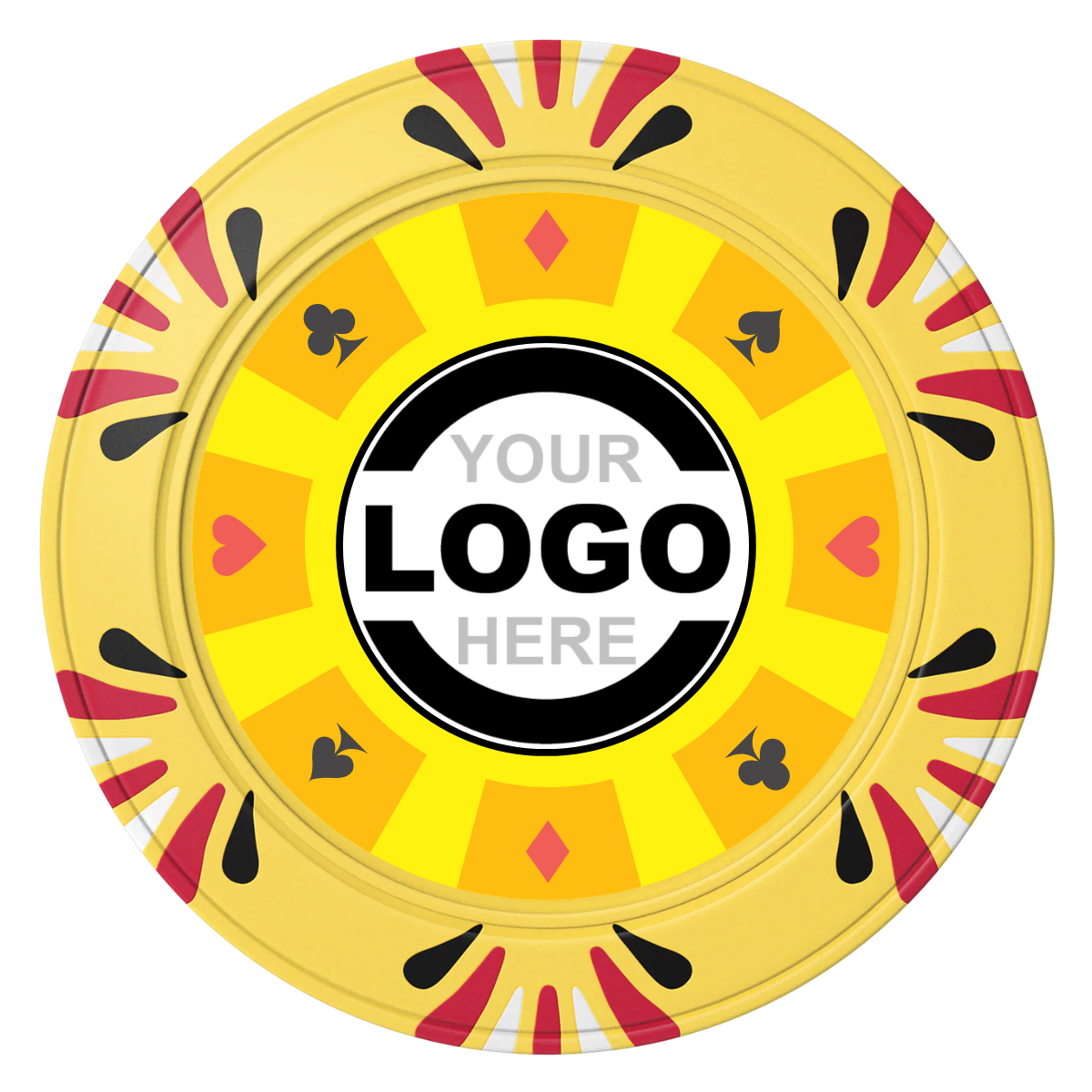 Suit 8 Your Logo Clay Poker Chips - Yellow / Macau / 40mm - Front