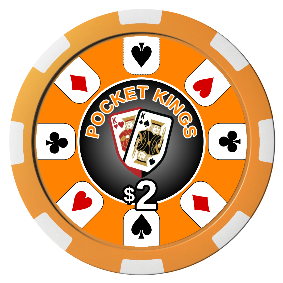 Pocket Kings Composite Poker Chips - Orange / 8 Spot - Front