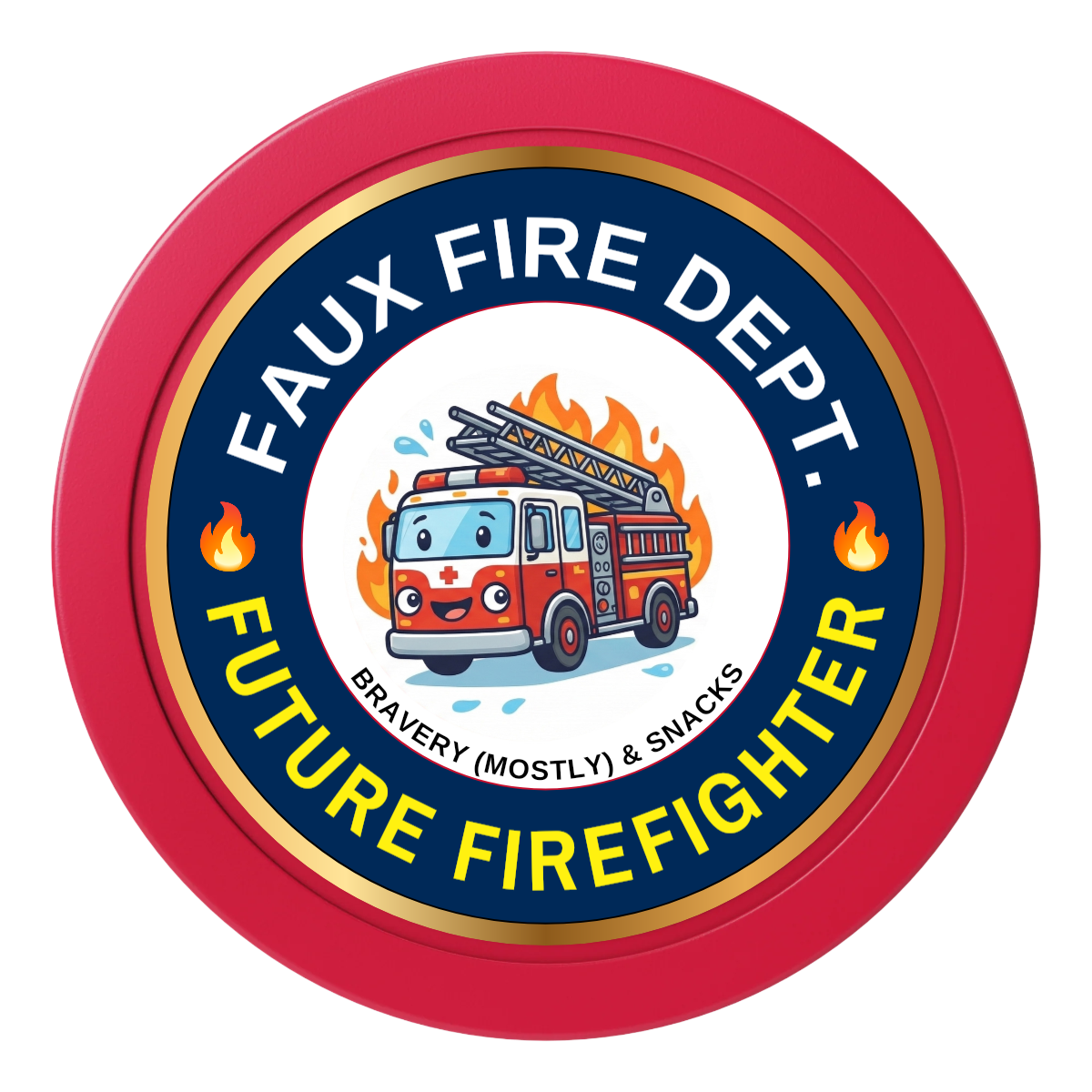 Future Firefighter 2" Composite Dealer Button - Red - Back