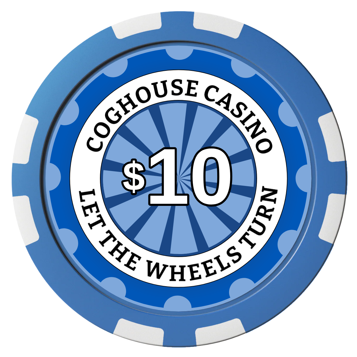 Cog House Composite Poker Chips - Blue / 8 Stripe - Front