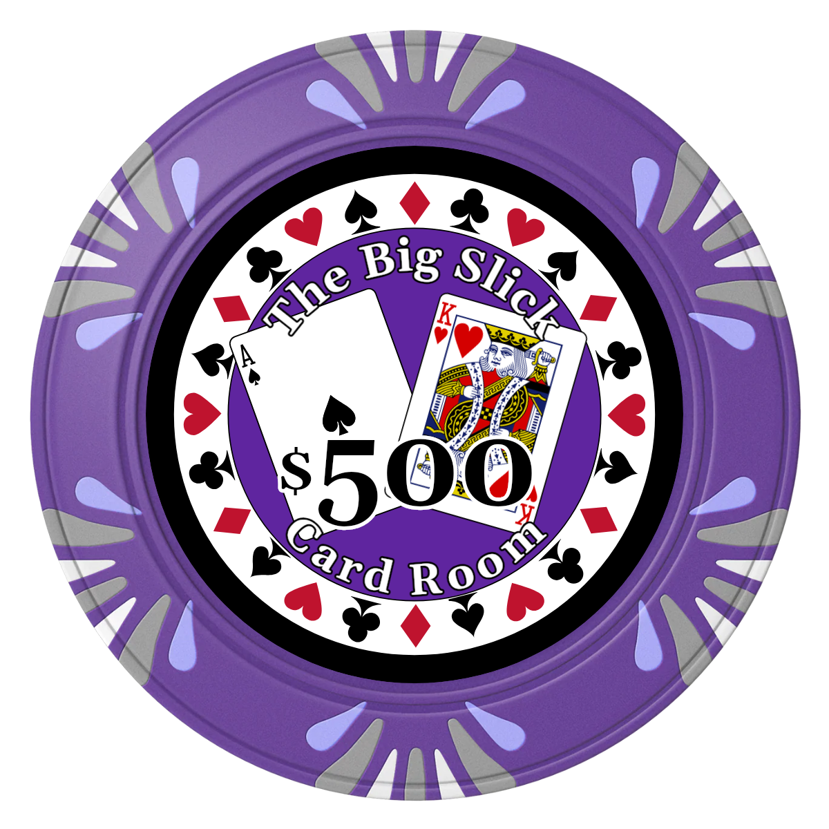 AK Big Slick Clay Poker Chips - Purple / Macau / 40mm - Front