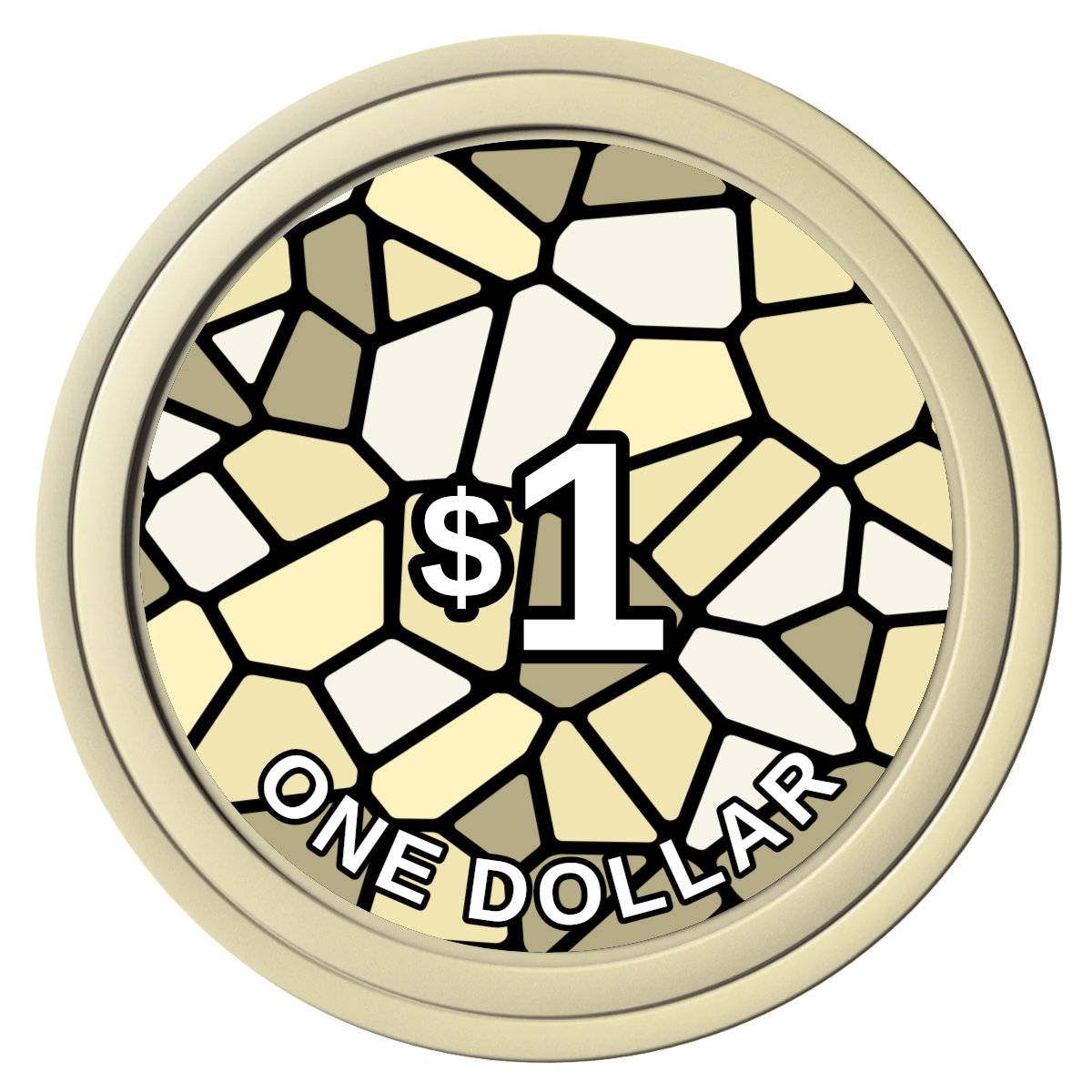 Stained Glass Composite Poker Chips - Ivory / Solid - Front