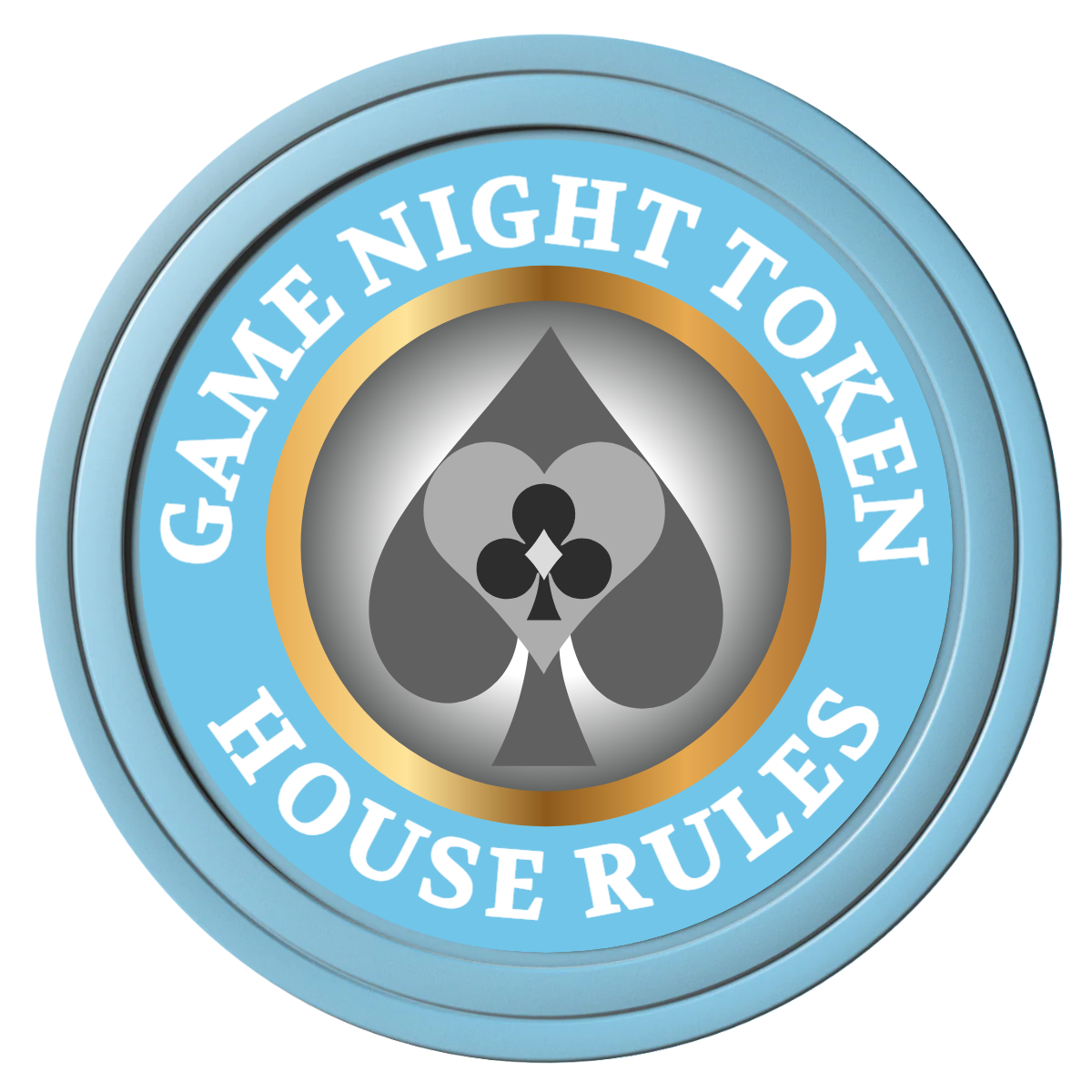 Stacked Suits Composite Poker Chips - Light Blue / Solid - Front