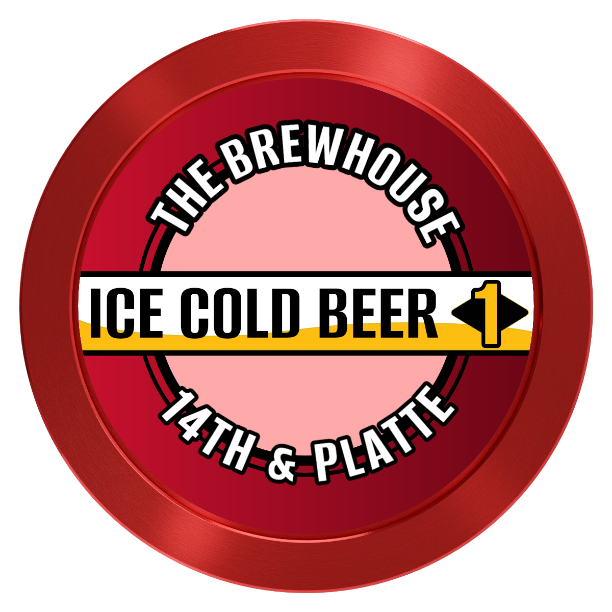 Ice Cold Beer Drink Token Aluminum Poker Chips - Red - Front