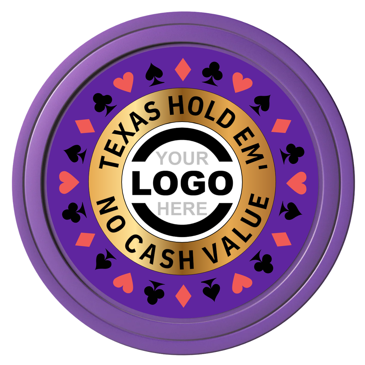 Texas Hold Em' Composite Poker Chips - Purple / Solid - Front