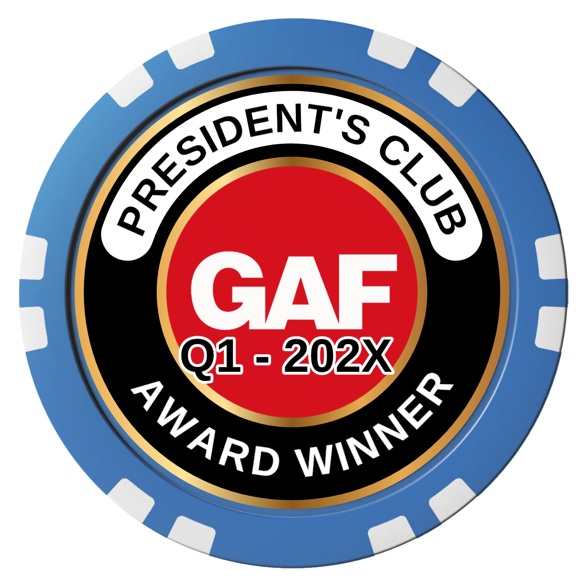 President's Club Composite Poker Chips - Blue / Double Stripe - Front