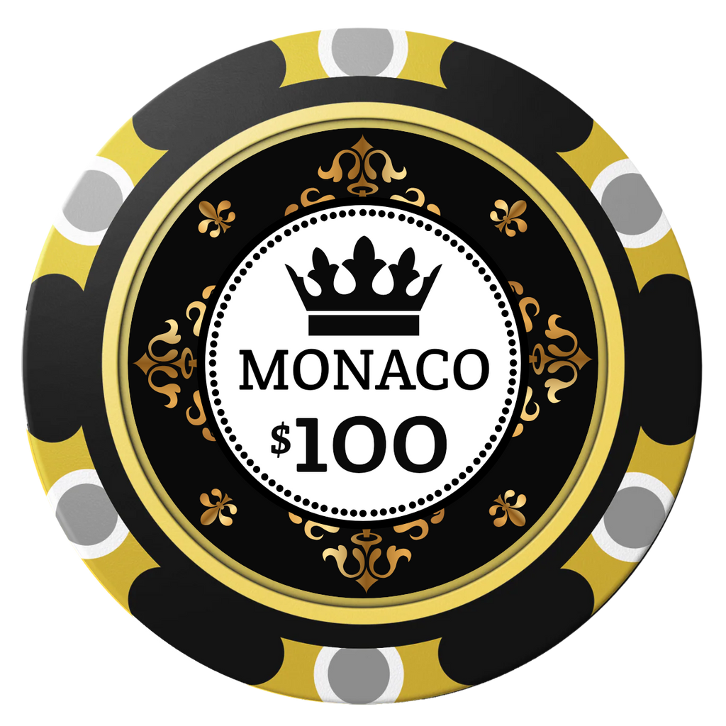Monaco #001 Clay Poker Chips - Black / Monte Carlo / 40mm - Front
