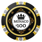 Monaco #001 Clay Poker Chips - Black / Monte Carlo / 40mm - Front