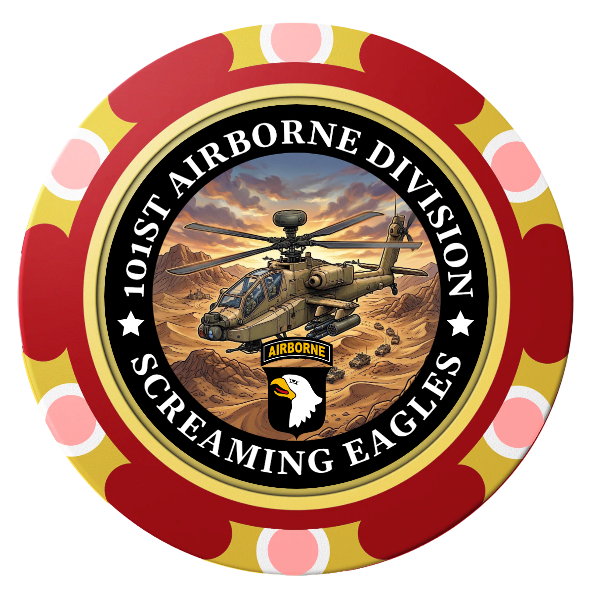 Army Airborne Clay Poker Chips - Red / Monte Carlo / 40mm - Front