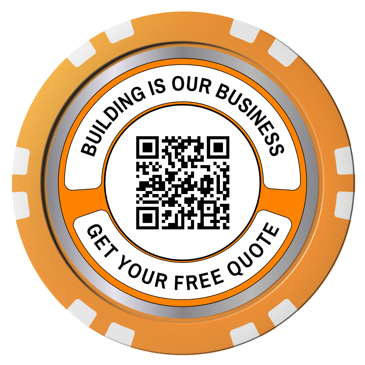 Acme Construction Composite Poker Chips - Orange / Double Stripe - Front