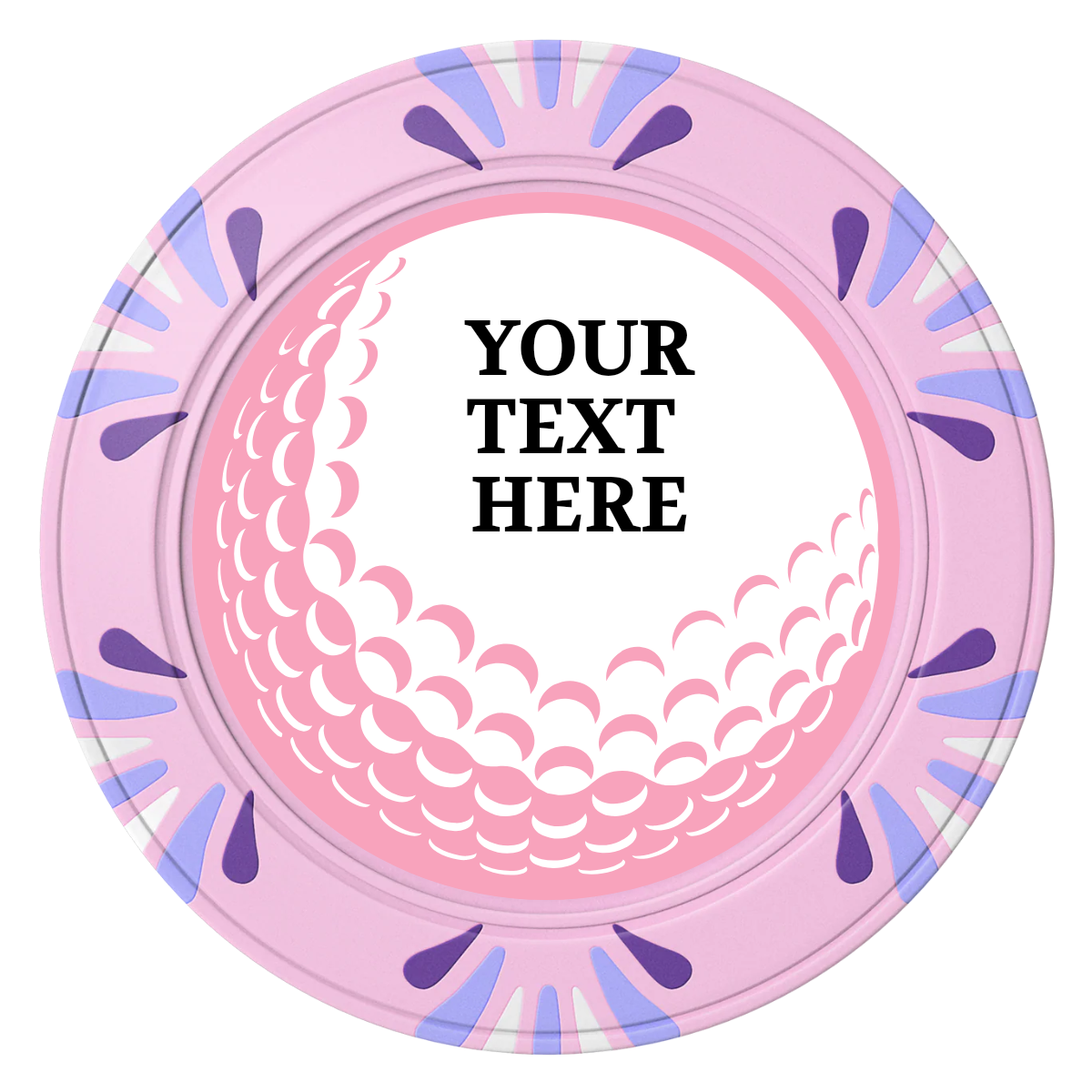 Hole In One Clay Poker Chips - Pink / Macau / 40mm - Front