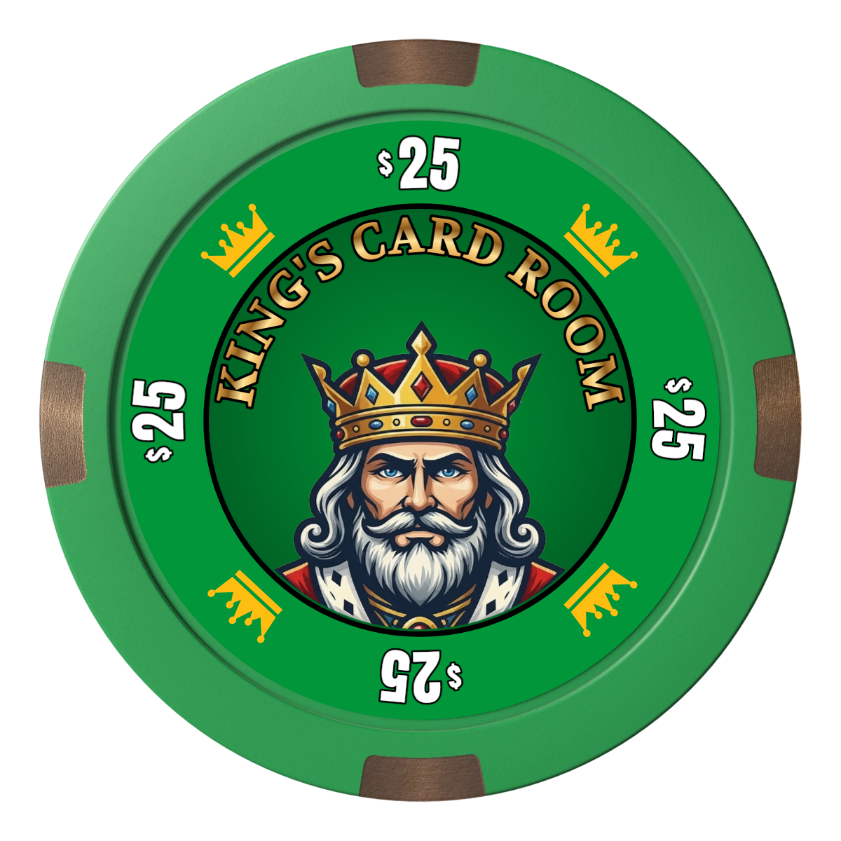 Kings Composite & Metal Hybrid Poker Chips - Green - Front