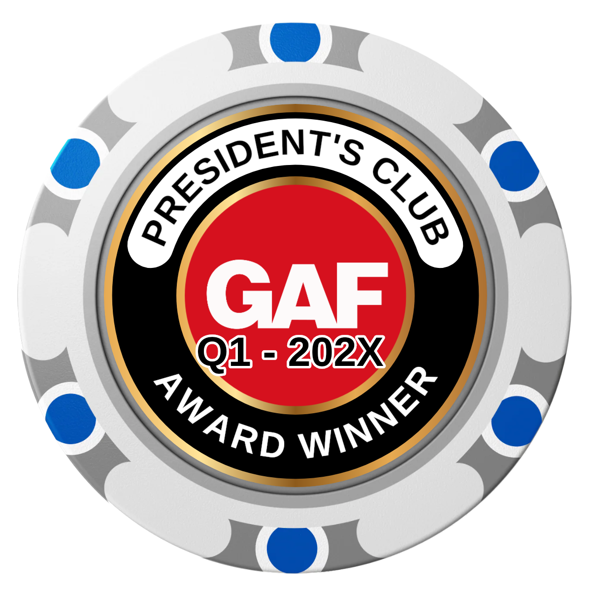 President's Club Clay Poker Chips - White / Monte Carlo / 40mm - Front