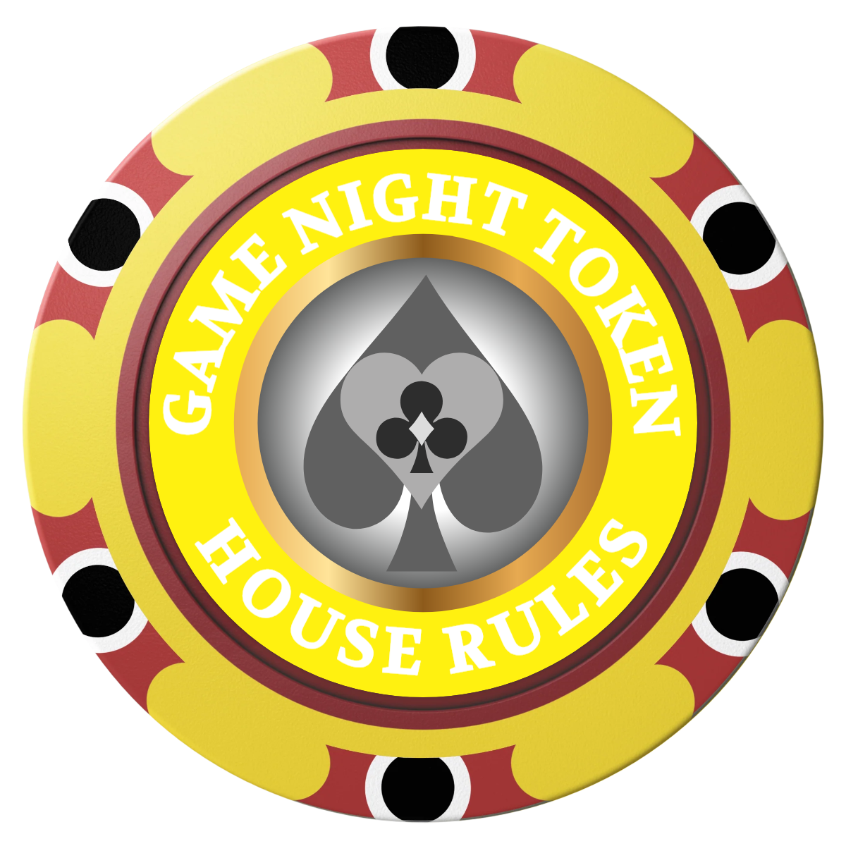 Stacked Suits Clay Poker Chips - Yellow / Monte Carlo / 40mm - Front