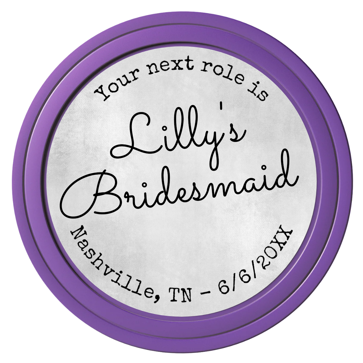 Be My Bridesmaid Simple Composite Poker Chips - Purple / Solid - Front