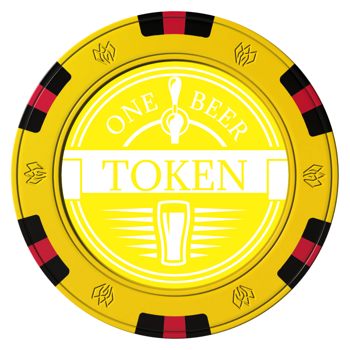 Tap Out Clay Poker Chips - Yellow / 6 Spot Gem / 40mm - Front