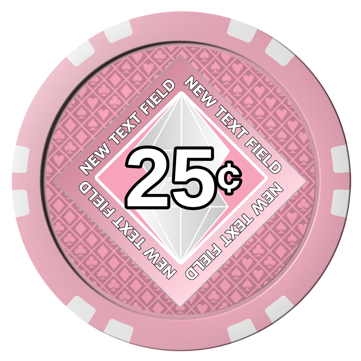 Diamond in the Rough Composite Poker Chips - Pink / Double Stripe - Front