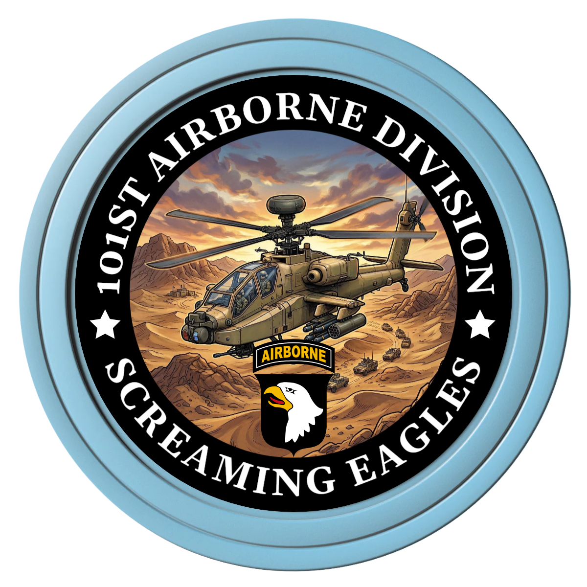 Army Airborne Composite Poker Chips - Light Blue / Solid - Front