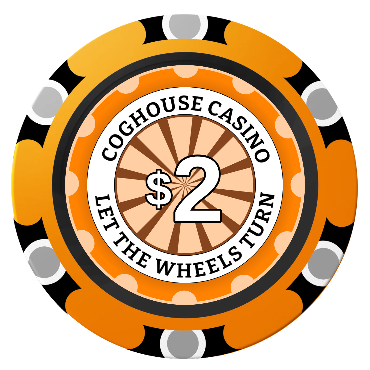 Cog House Clay Poker Chips - Orange / Monte Carlo / 40mm - Front