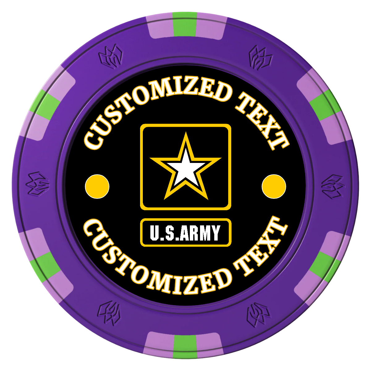Army Strong Clay Poker Chips - Purple / 6 Spot Gem / 43mm - Front