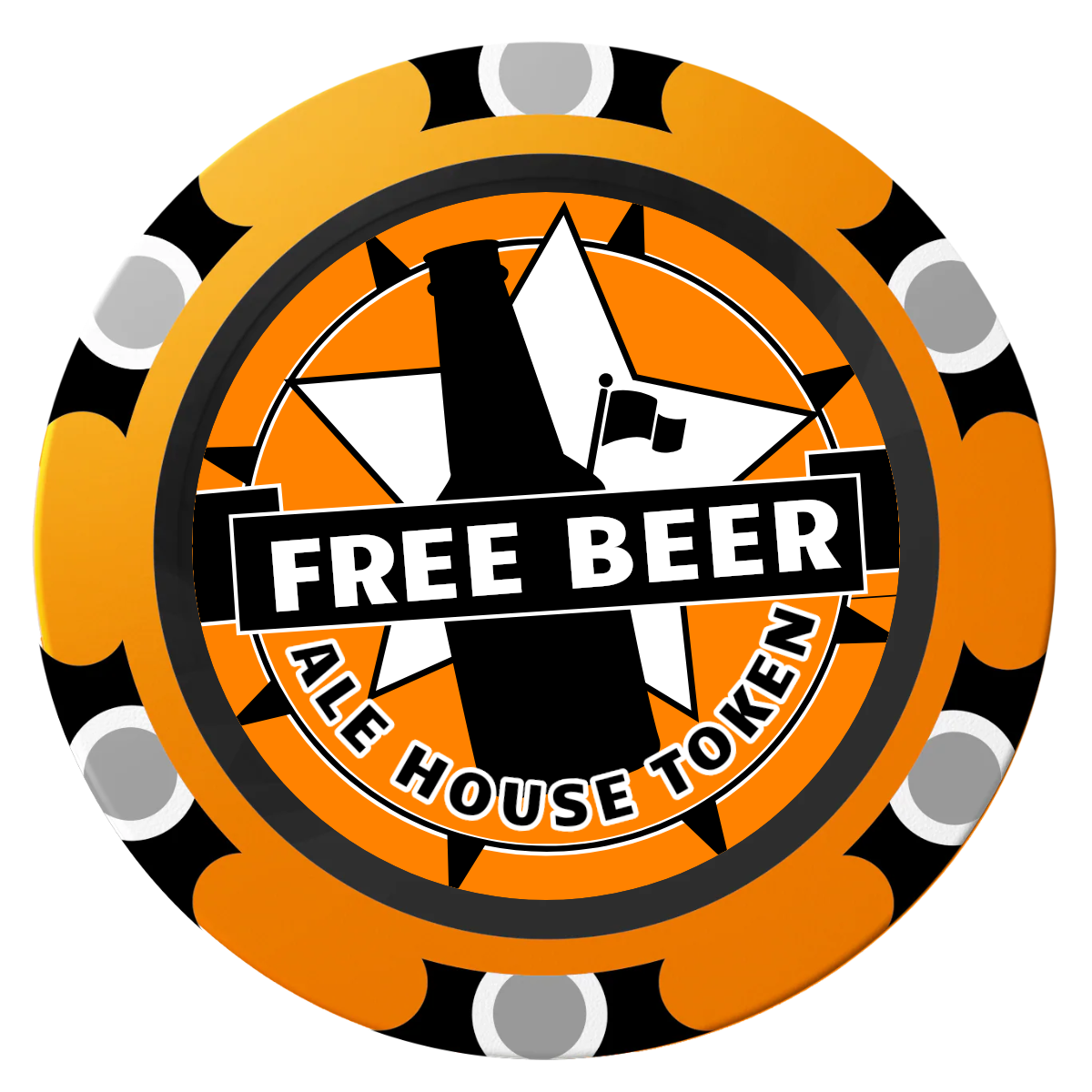 Free Beer Drink Clay Poker Chips - Orange / Monte Carlo / 40mm - Front