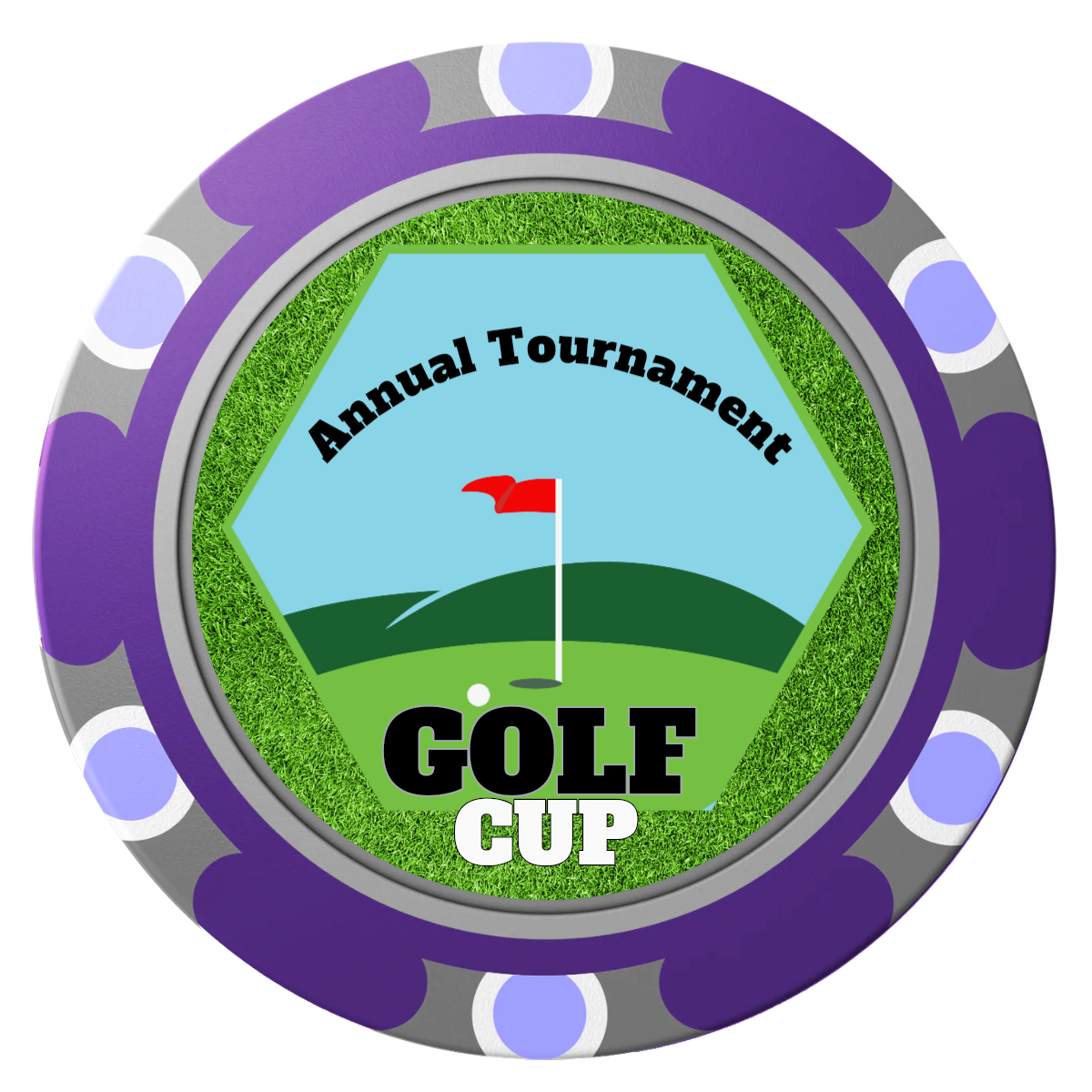 Golf Cup Clay Poker Chips - Purple / Monte Carlo / 40mm - Front