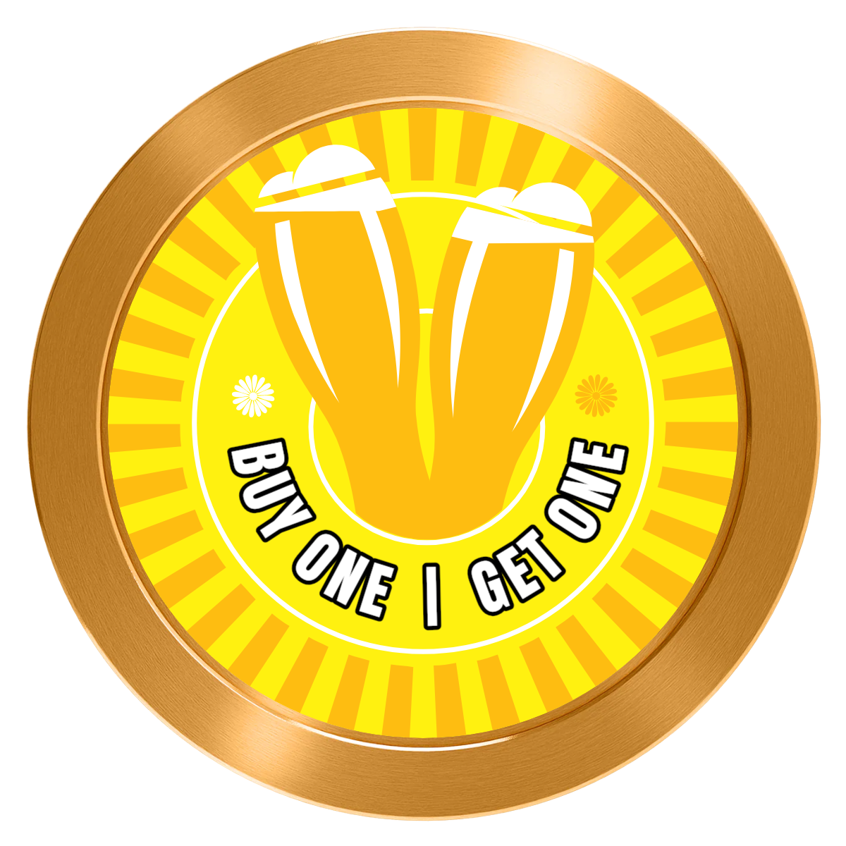 Double Pint Aluminum Poker Chips - Gold - Back