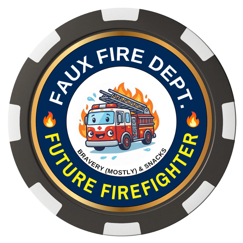 Future Firefighter Magnetic Composite Poker Chips - Black / 8 Spot - Front