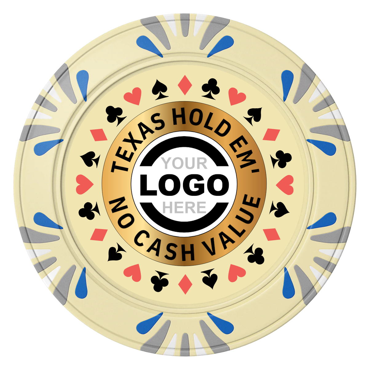 Texas Hold Em' Clay Poker Chips - Ivory / Macau / 40mm - Front