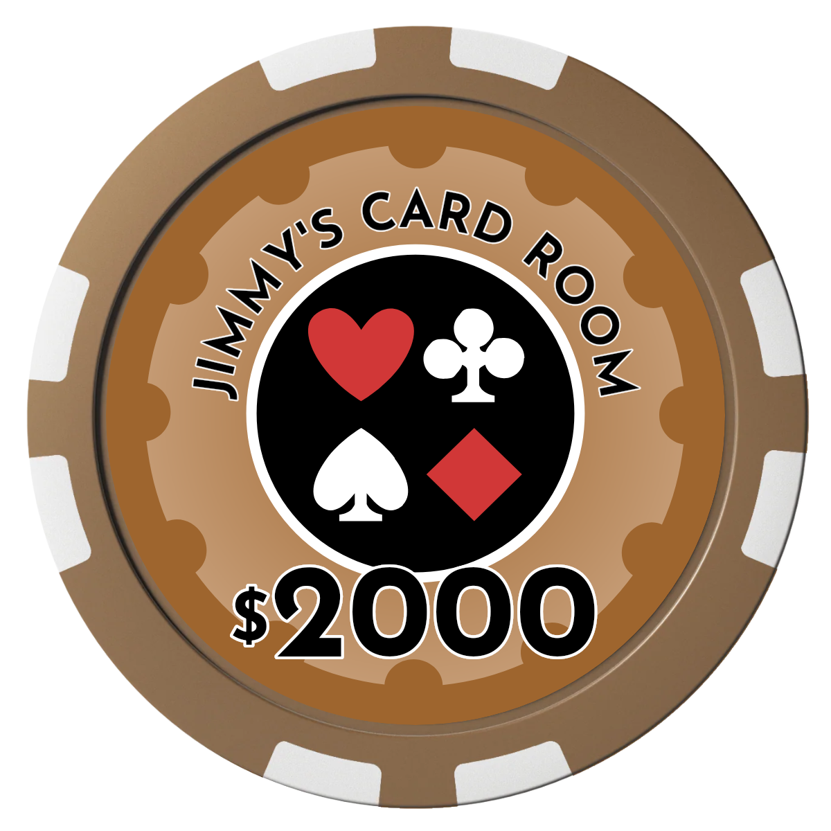 Your Four Suits Composite Poker Chips - Brown / 8 Stripe - Back