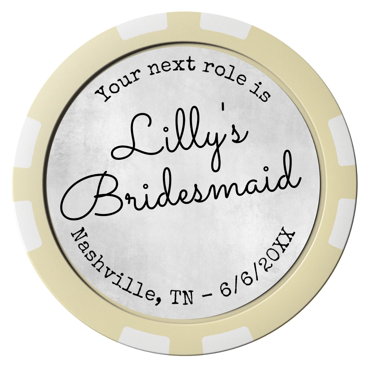Be My Bridesmaid Simple Composite Poker Chips - Ivory / 8 Stripe - Front