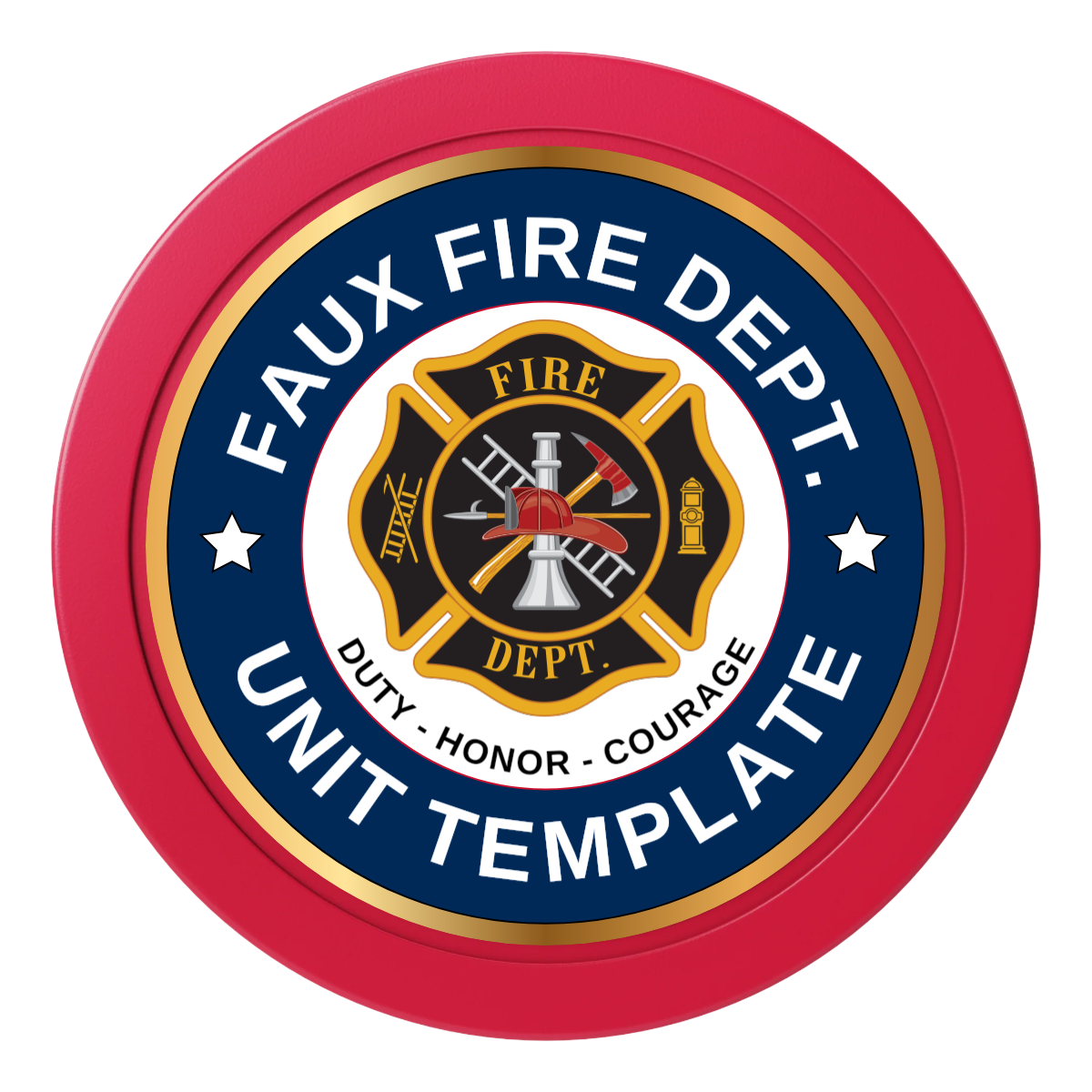 Faux Fire Dept. #01 2" Composite Dealer Button - Red - Front
