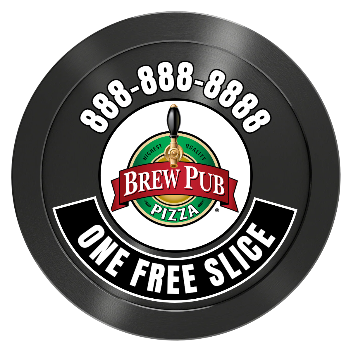 Brew Pub or Pizzeria with Logo Aluminum Poker Chips - Black - Front