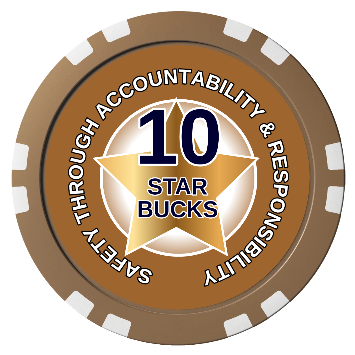 Safety Star Composite Poker Chips - Brown / Double Stripe - Front