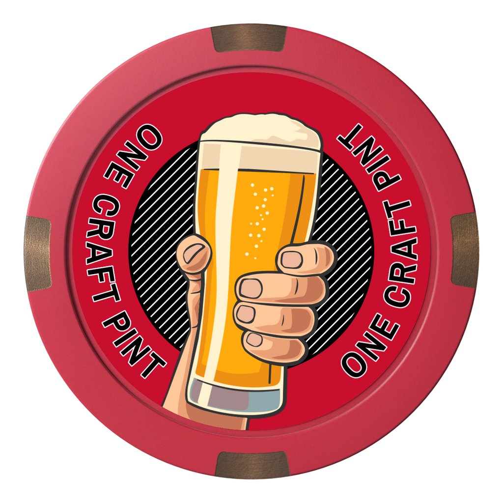 Drink On Us Composite & Metal Hybrid Poker Chips - Red - Front