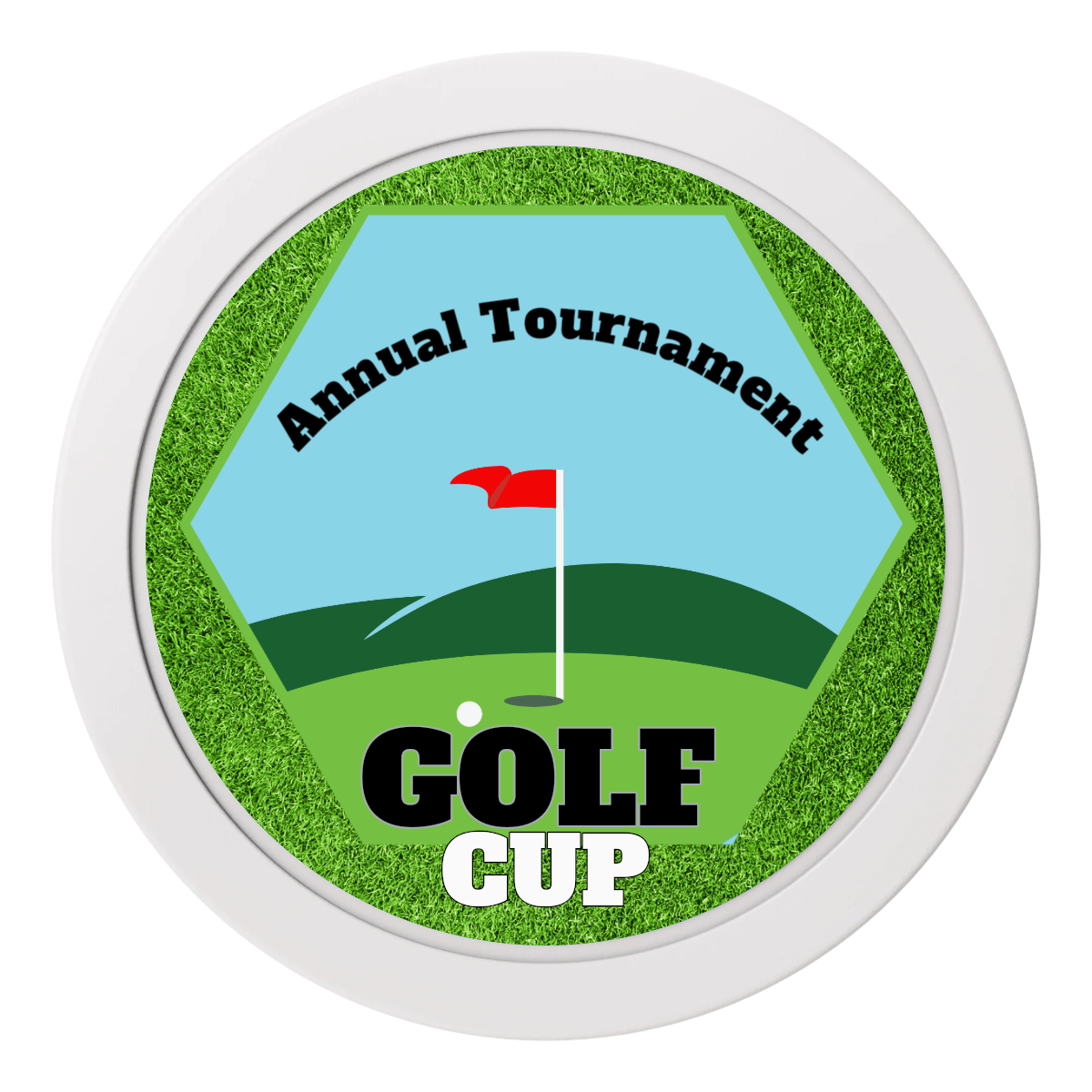 Golf Cup 2" Oversized Poker Chips - White - Front