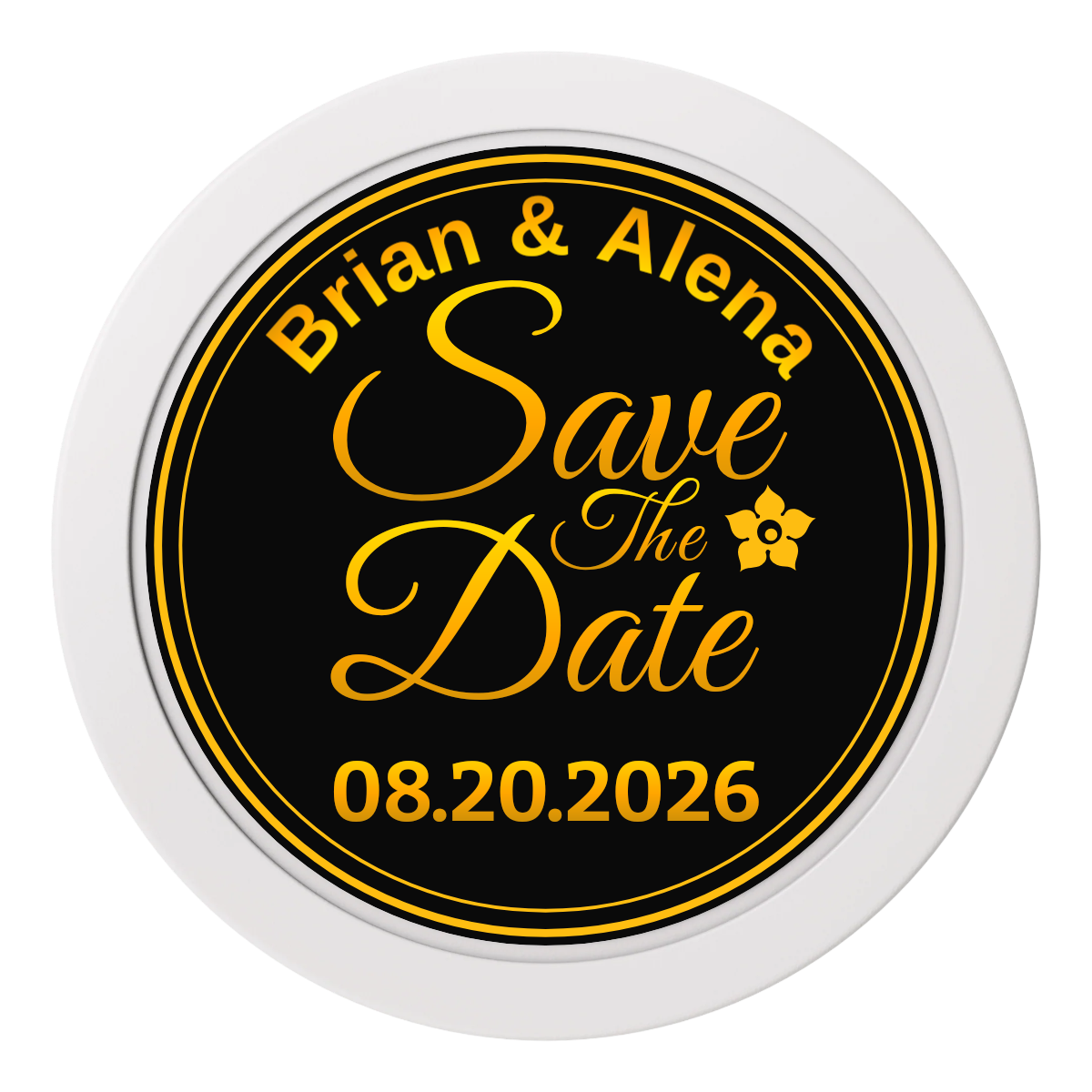 Save the Date Text 2" Oversized Poker Chips - White - Front