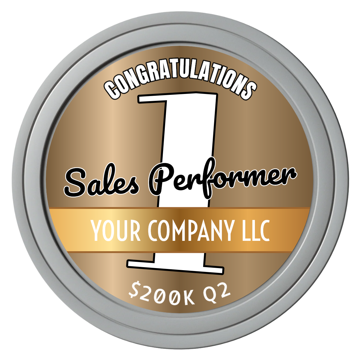 Top Sales Performer Composite Poker Chips - Gray / Solid - Front