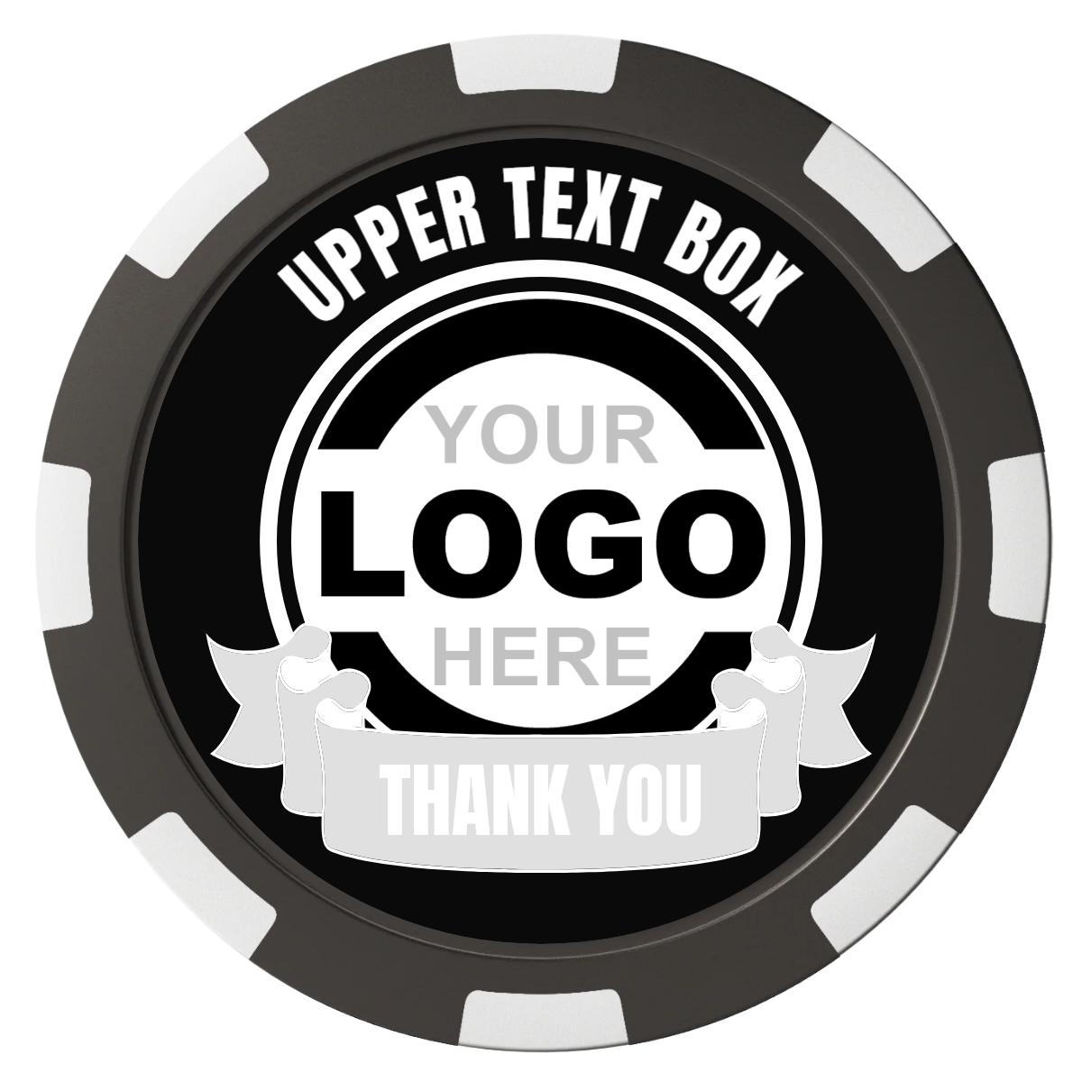 Lower Banner Composite Poker Chips - Black / 8 Spot - Front