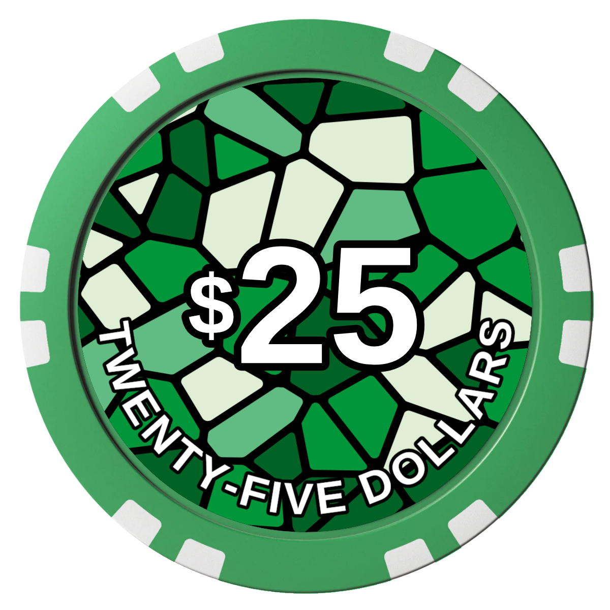 Stained Glass Composite Poker Chips - Green / Double Stripe - Front