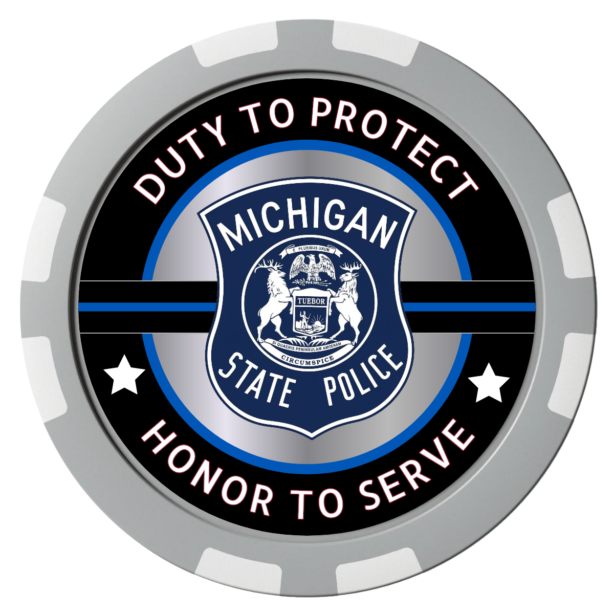 Police Department #01 Composite Poker Chips - Gray / 8 Stripe - Front