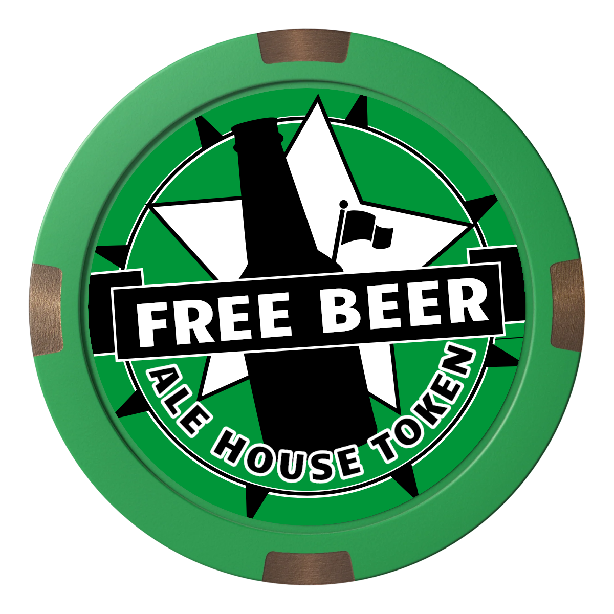Free Beer Drink Composite & Metal Hybrid Poker Chips - Green - Front