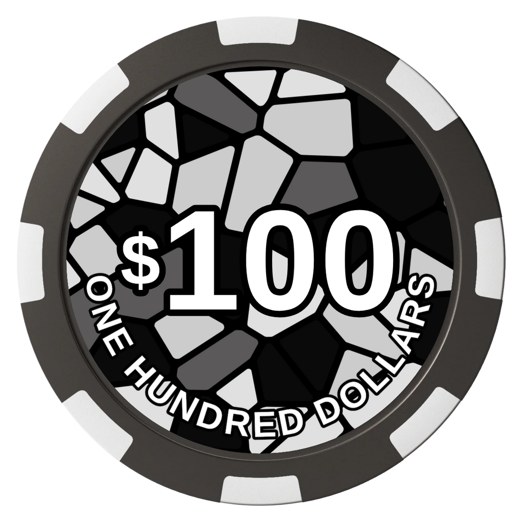 Stained Glass Magnetic Composite Poker Chips - Black / 8 Spot - Back