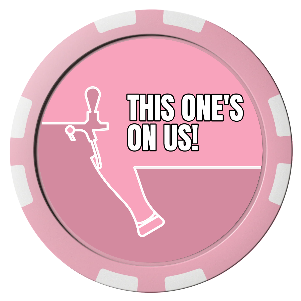 I'd Tap That Composite Poker Chips - Pink / 8 Stripe - Front