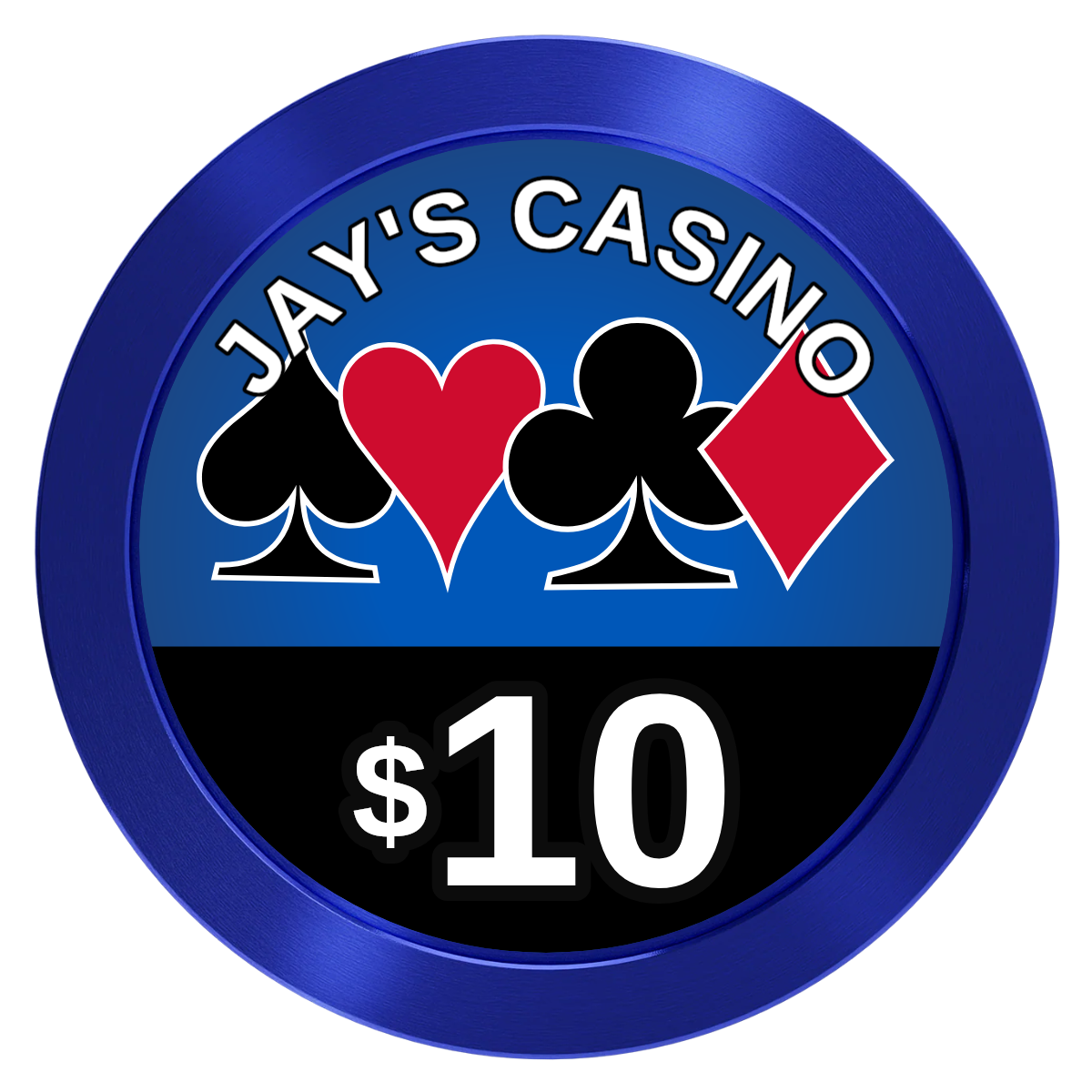 Jay's Casino Aluminum Poker Chips - Blue - Front