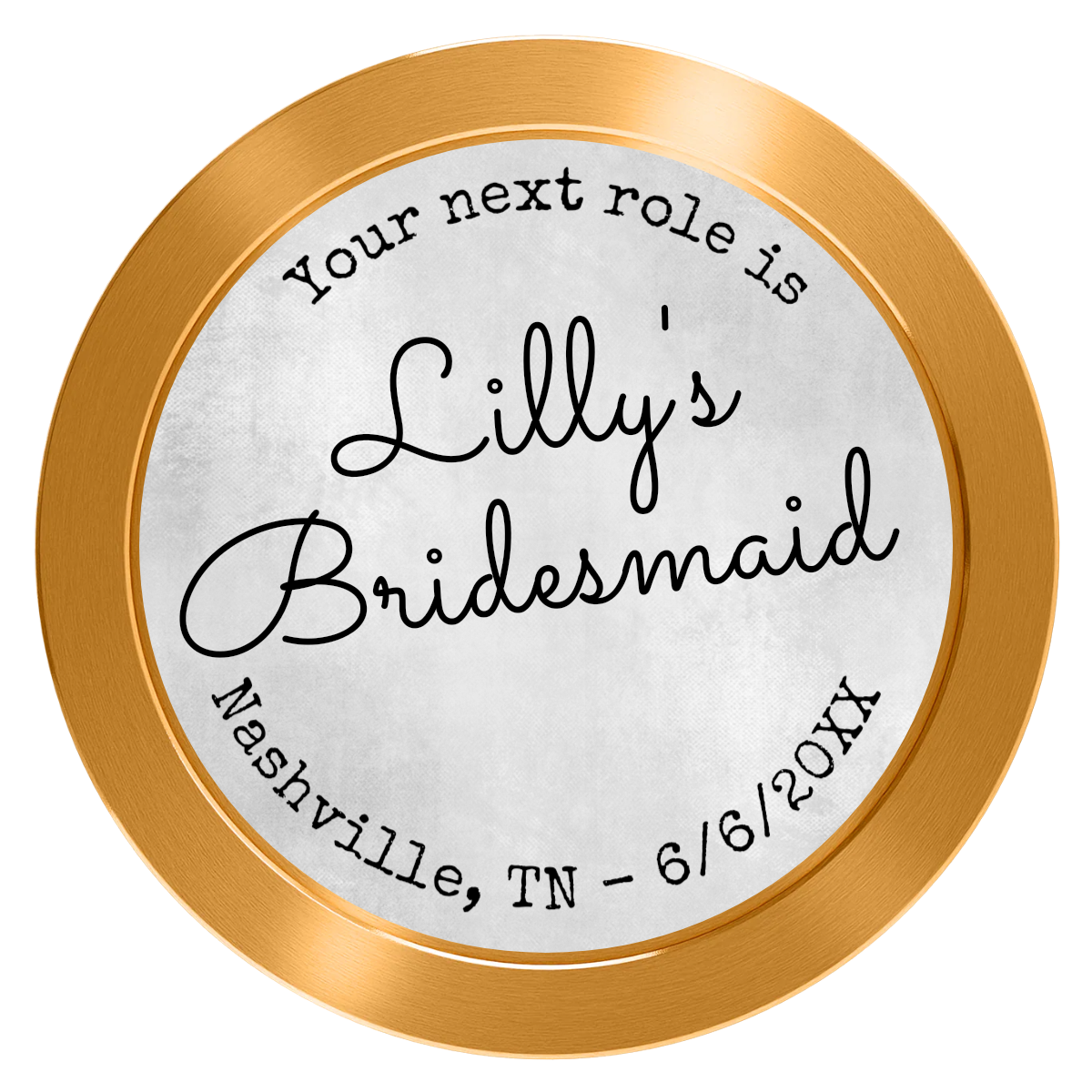 Be My Bridesmaid Simple Aluminum Poker Card Guards - Gold - Front