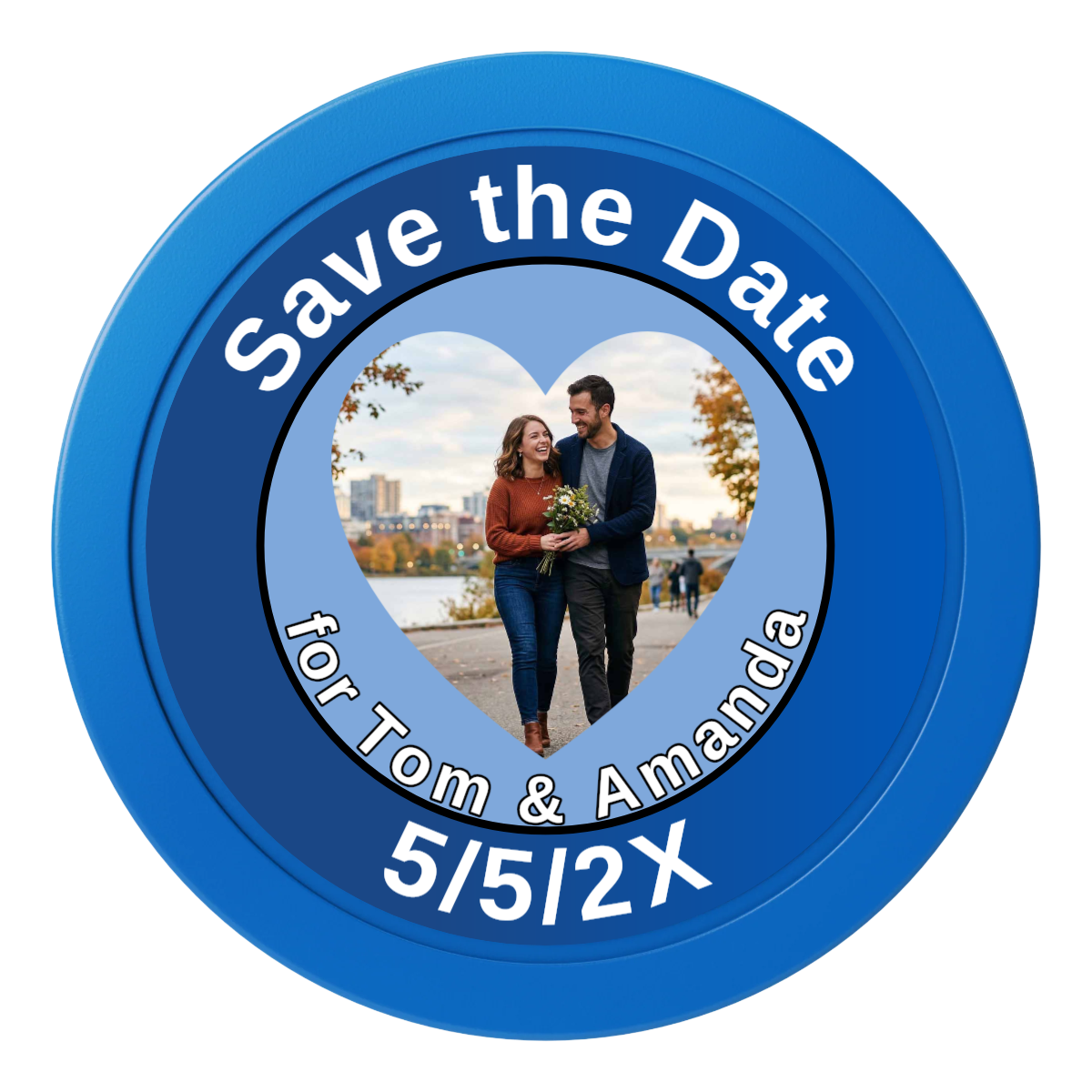 Save the Date #01 2" Oversized Poker Chips - Blue - Front